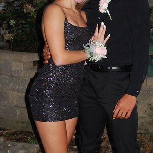 Black Glitter Mini Dress